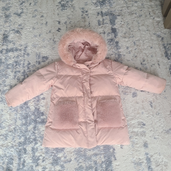Zara Jackets & Coats Zara Baby Girl Pink Fur Puffer Jacket Coat 3